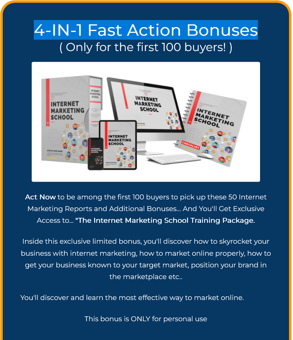 The Best Internet Marketing Resources With 50 Internet Marketing Reports PLR for Passive Income 4-IN-1 Fast Action Bonuses For 50 Internet Marketing Reports PLR