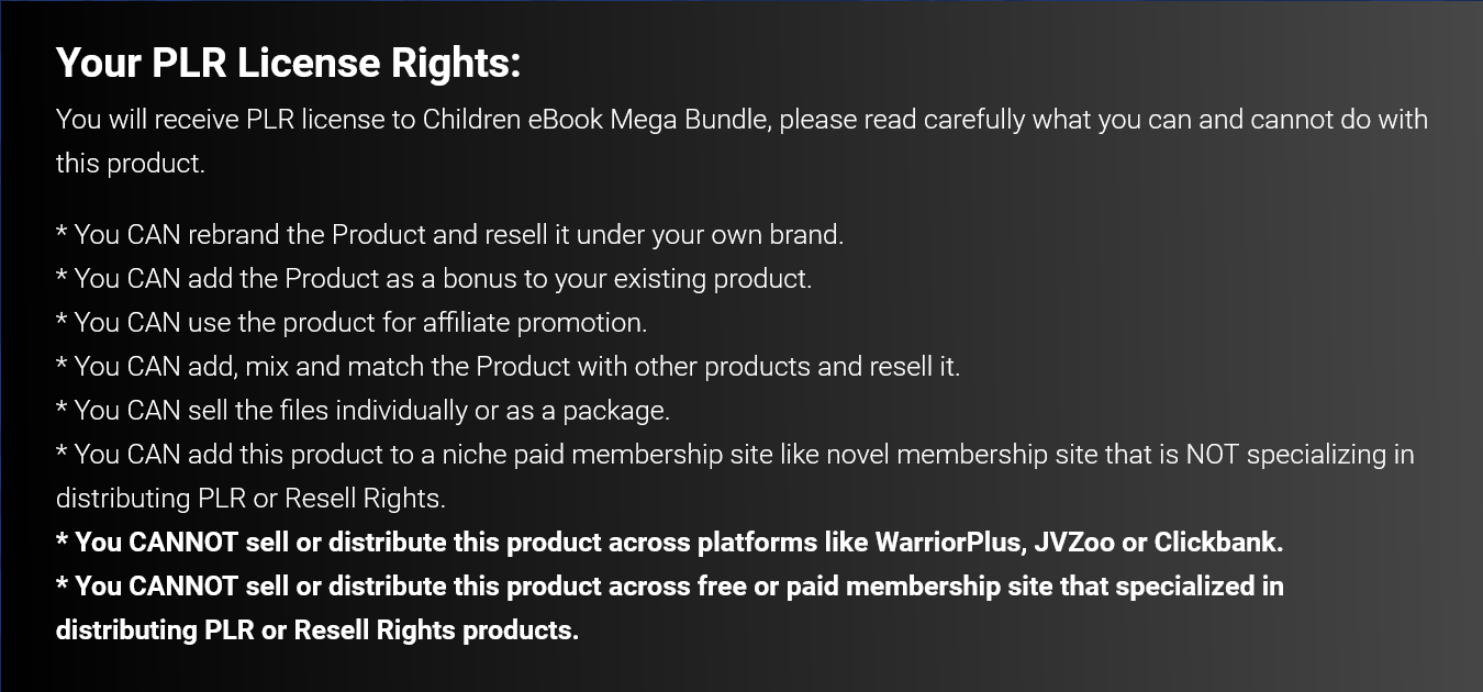 PLR license to Children eBook Mega Bundle